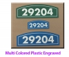 Routed recycled, 2 color plastic building unit signs. 50 year outdoor durability,maintenance free